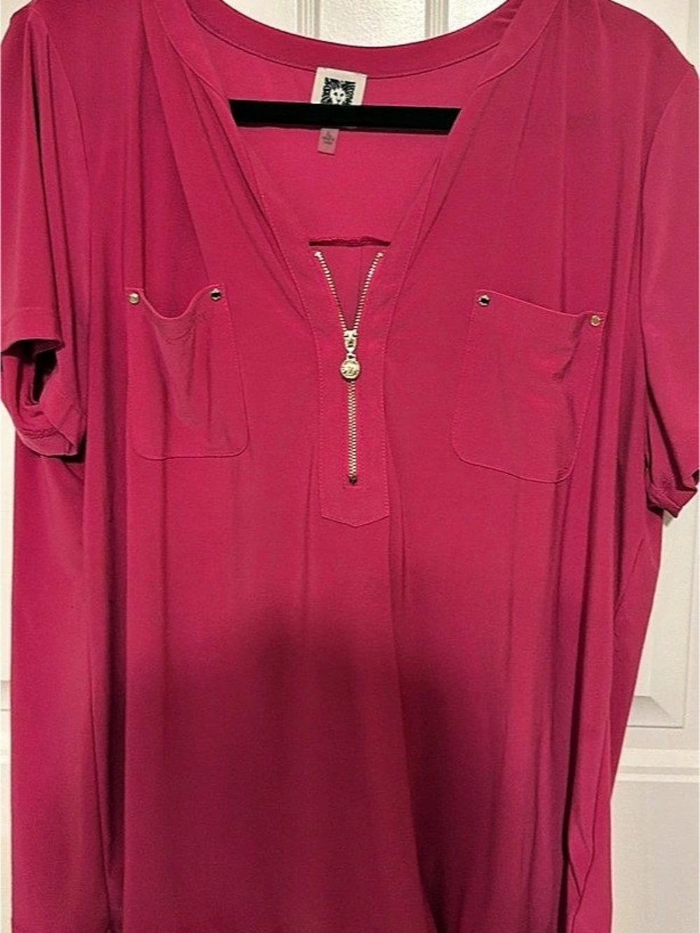 Anne Klein Short Sleeve Tunic in Pink Size XL Like New